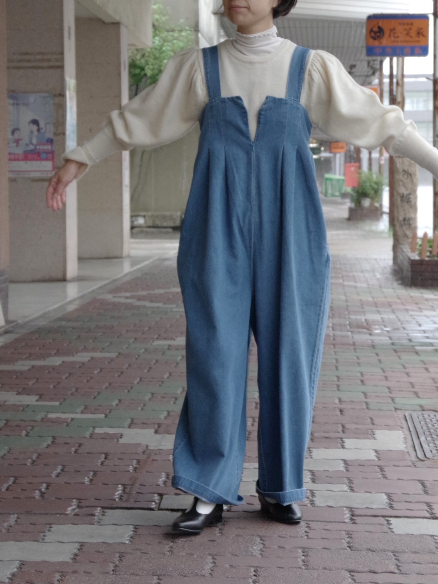 DENIM WIDE OVERALL  | sisisi