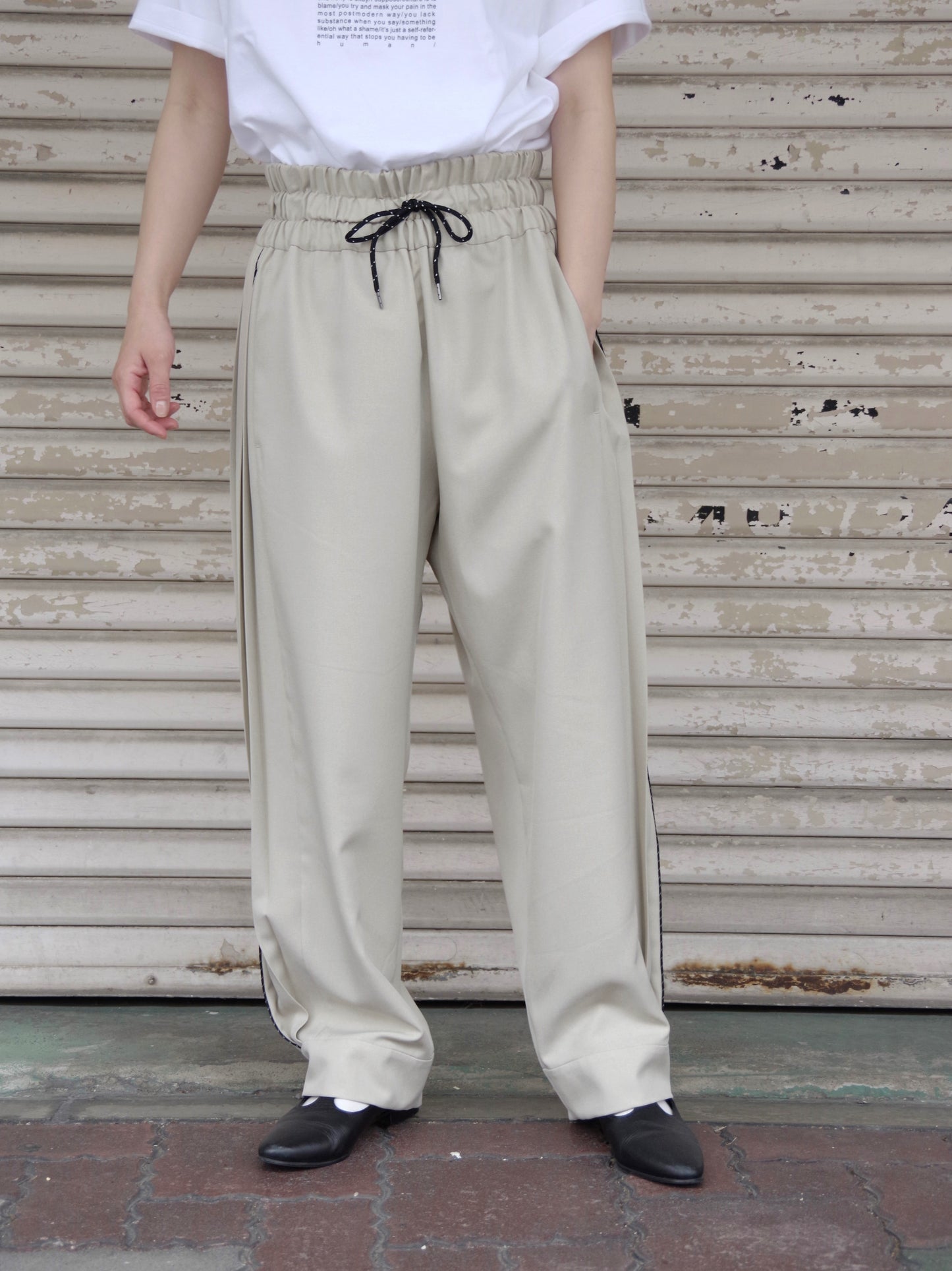 Polyester Linon pleated track pants | itochi