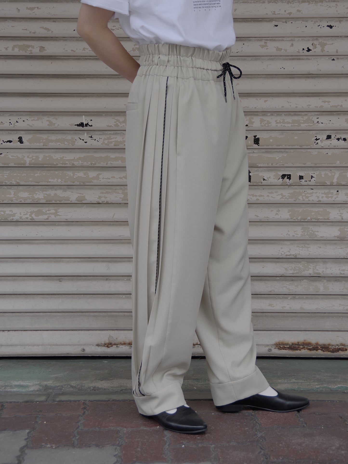 Polyester Linon pleated track pants | itochi